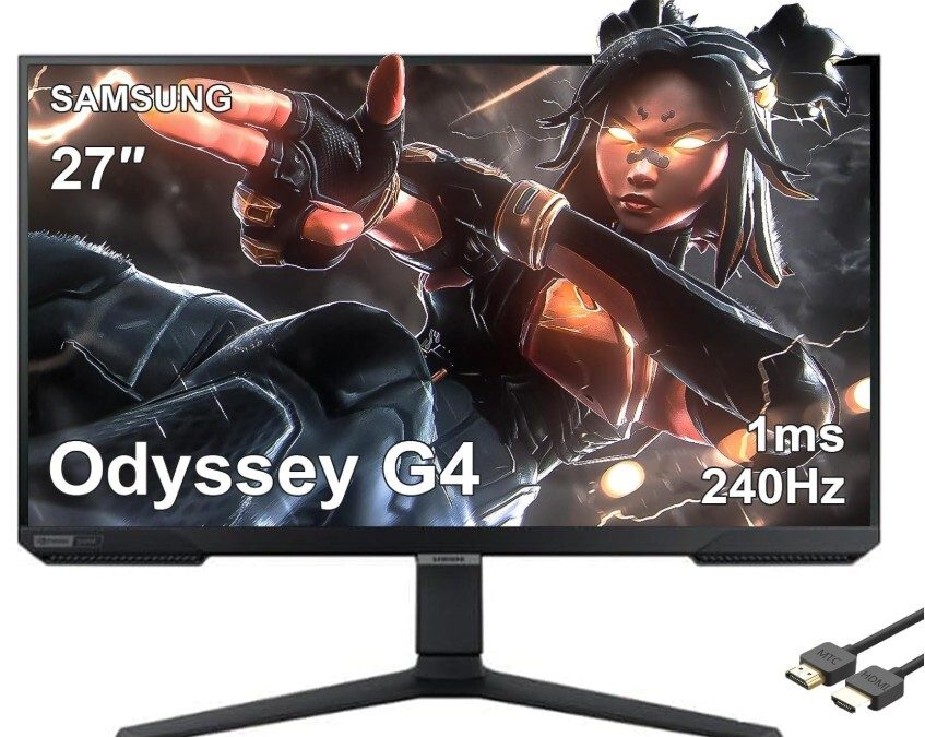 SAMSUNG Odyssey G4 Series FHD – Monitor para juegos de 27 pulg, 240 Hz, 1 ms, compatible con G-Sync, AMD FreeSync Premium, HDR 10, IPS, DisplayPort, HDMI, negro