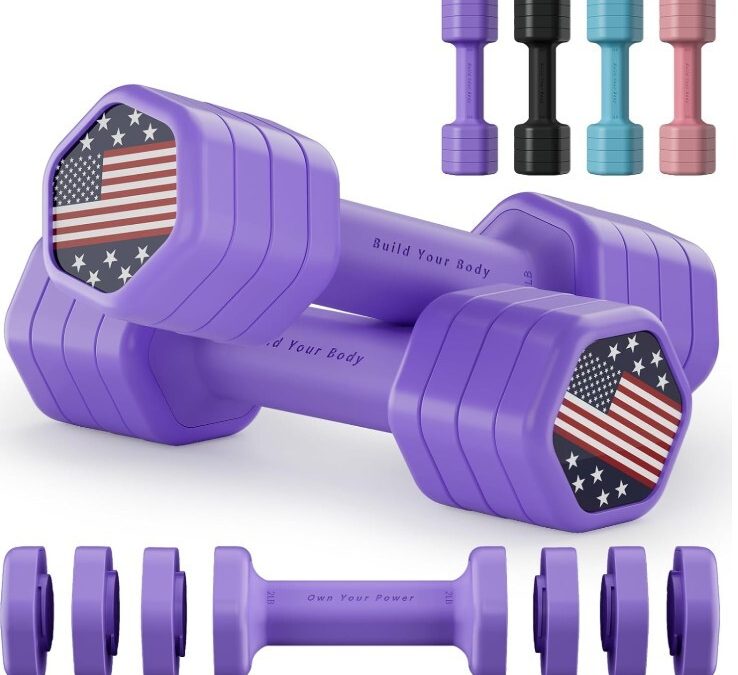 Juego de 2 Pesas ajustables, 4 en 1, para mujeres en casa, 2,2 kg (2 lb, 3 lb, 4 lb y 5 lb)