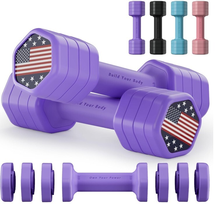 Juego de 2 Pesas ajustables, 4 en 1, para mujeres en casa, 2,2 kg (2 lb, 3 lb, 4 lb y 5 lb)