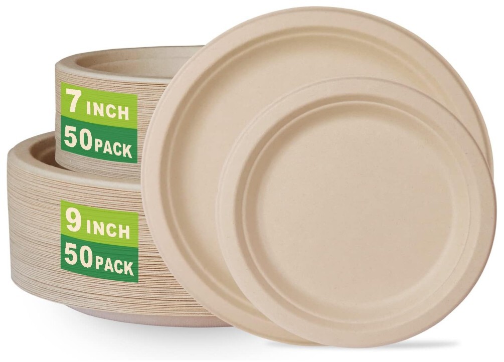 GreenWorks Platos compostables de 7 pulg y 9 pulg platos de papel desechables