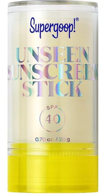 Supergoop! Unseen Protector solar en barra SPF 40 Invisible Sun Protection – Protector solar facial de amplio espectro