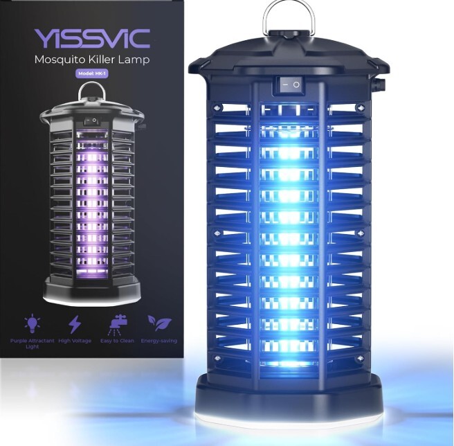 YISSVIC Exterminador de insectos para exteriores, 4200 V, exterminador eléctrico para moscas, impermeable, trampas para moscas, exterminador de insectos voladores para interiores, malla de plástico