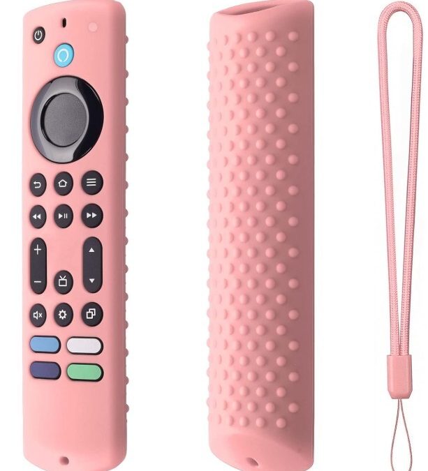 Funda de silicona para Fire TV Stick 2023 4K Max 2nd/Fir TV Omni Series/FireTV 4-Series Remote, Toshiba/Insignia FirTV con cordón (rosa)