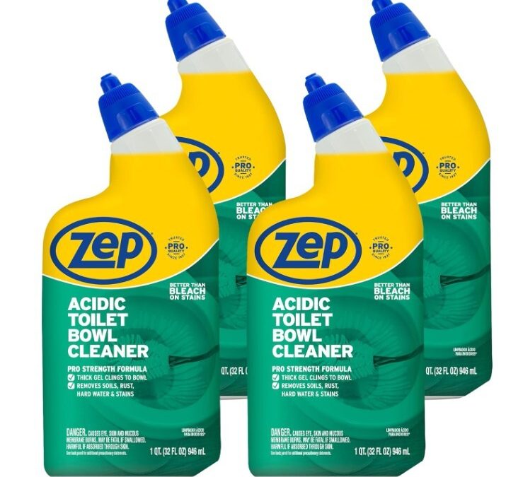 Zep ZUATBC324 – Limpiador ácido para inodoro, 32 onzas (caja de 4), experimenta el máximo poder de limpieza con nuestra fórmula de adherencia 2 veces más gruesa