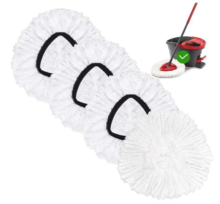 Paquete de 4 repuestos de repuesto para trapeador giratorio de microfibra Oceda Triangular, limpieza profunda, lavable a máquina y fácil de reemplazar