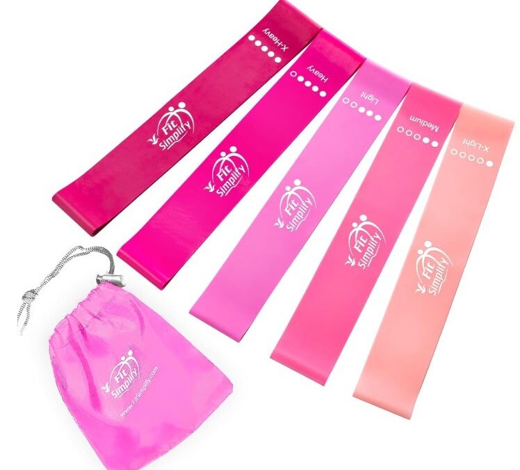 Fit Simplify – Bandas Elásticas de resistencia para hacer ejercicio con bolsa de transporte, set de 5 Bandas