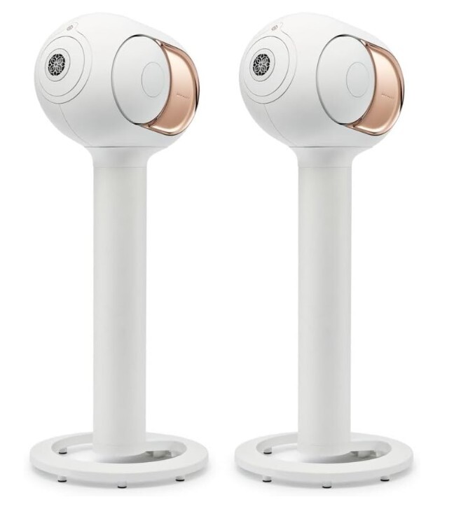 Devialet – Par estéreo Phantom I de 108dB con árbol – Altavoz inalámbrico de alta fidelidad – Oro – Escenario de sonido implosivo – Distorsión cero – Altavoz Bluetooth – Sonido estéreo fuerte, graves