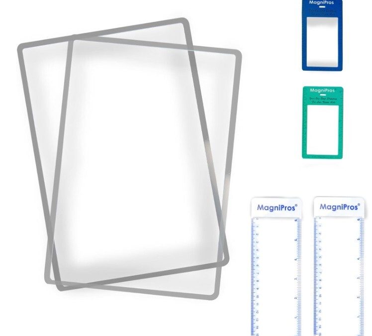 MagniPros Paquete de 2 lentes Fresnel de hoja de aumento de página completa grande 3X, lupas de regla de bonificación+2 lentes de marcador, lo mejor para leer impresiones pequeñas y personas mayores