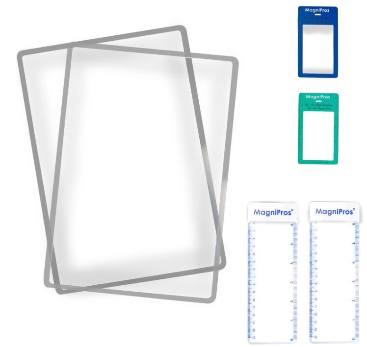 MagniPros Paquete de 2 lentes Fresnel de hoja de aumento de página completa grande 3X, lupas de regla de bonificación+2 lentes de marcador, lo mejor para leer impresiones pequeñas y personas mayores