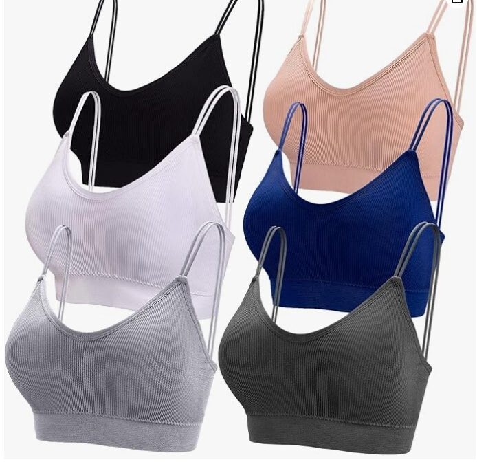 BQTQ 6 piezas de bralettes con cuello en V para mujer, brasier acolchado con tirantes sin costuras