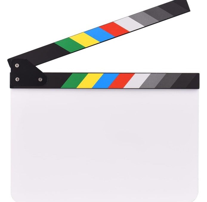 Película acrílica, tablilla, directores de películas, tablero de acción de corte de pizarra, tablero de acción en blanco, borrado en seco con palos multicolores, 11.8 x 9.4 in/ 12 x 9 pulg