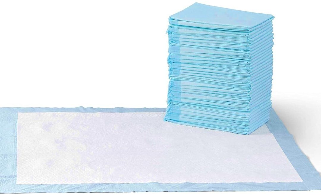 Amazon Basics Almohadillas para cachorros con diseño de secado rápido de 5 capas a prueba de fugas para entrenamiento de orinal, tamaño XL de 28 x 34 pulgadas, paquete de 40, azul y blanco