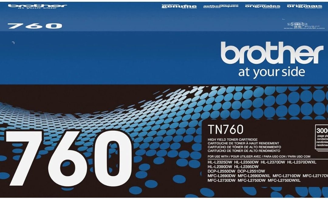 Brother Cartucho de tóner negro genuino TN760 de alto rendimiento (para uso con impresoras MFC-L2710DW MFC-L2750DW HL-L2350DW HL-L2370DW HL-L2395DW HL-L2390DW DCP-L2550DW)