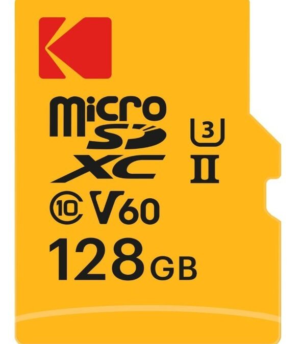 Kodak – Tarjeta microSD de 128 GB UHS-II U3 V60 Velocidad de transferencia ultra rápida de 300 MB/s de lectura de 160 MB/s para escritura de video 4K/8K, ideal para fotografía y videografía