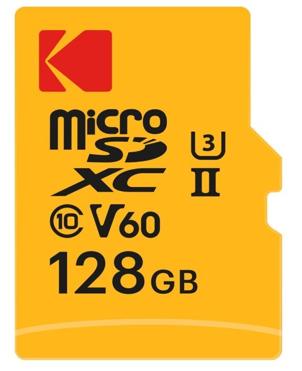Kodak – Tarjeta microSD de 128 GB UHS-II U3 V60 Velocidad de transferencia ultra rápida de 300 MB/s de lectura de 160 MB/s para escritura de video 4K/8K, ideal para fotografía y videografía
