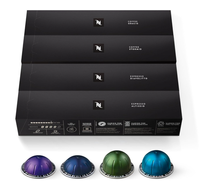 Nespresso – Cápsulas VertuoLine – Paquete surtido Intenso, café de tueste oscuro, 40 unidades, prepara 7.77 onzas y 1.35 onzas, 10 unidades (paquete de 4)
