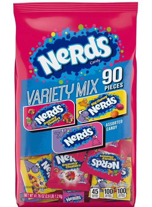 Nerds Mezcla variada, dulces surtidos envueltos individualmente, 41.76 onzas (90 unidades)
