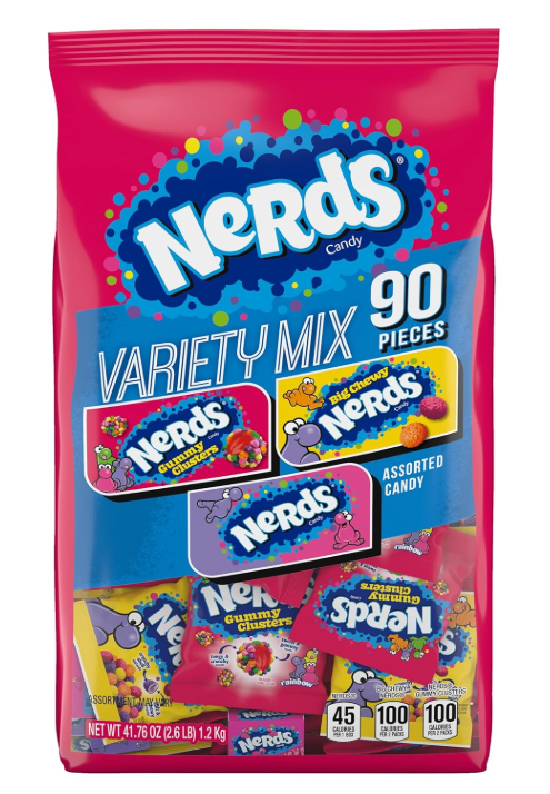 Nerds Mezcla variada, dulces surtidos envueltos individualmente, 41.76 onzas (90 unidades)