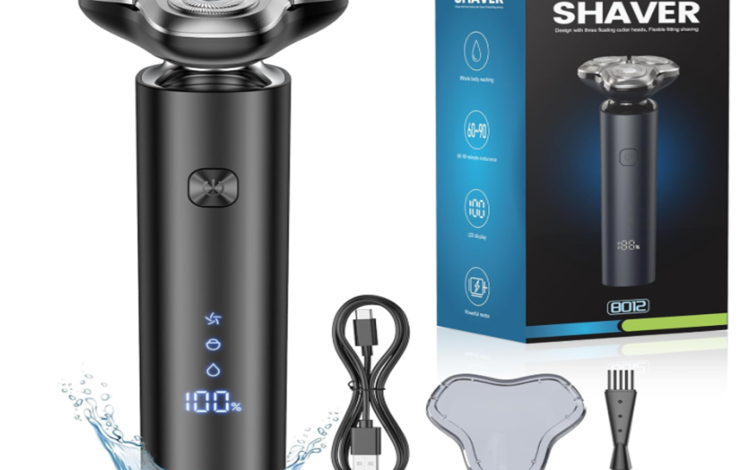 Maquinilla de afeitar eléctrica para hombres, afeitadora eléctrica para hombres, sistema de afeitado giratorio de 3 cuchillas, interruptor táctil, carga rápida tipo C, pantalla LED